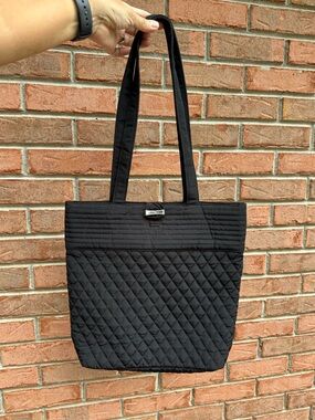 Vera Bradley Microfiber Quilted Tote Bag in black. Purse.